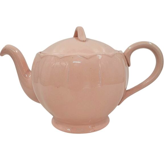 Grindley Peach Pink Vintage Teapot Scalloped Cottagecore English Tea Decor - Picture 1 of 11